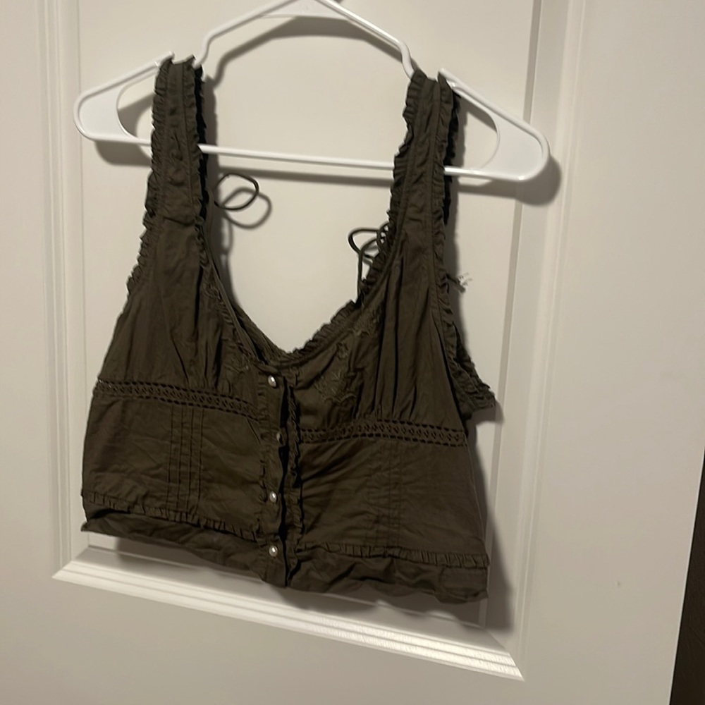 Free People Green Crop Top